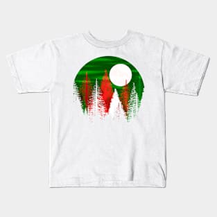 Christmas in the forest on a full moon Kids T-Shirt